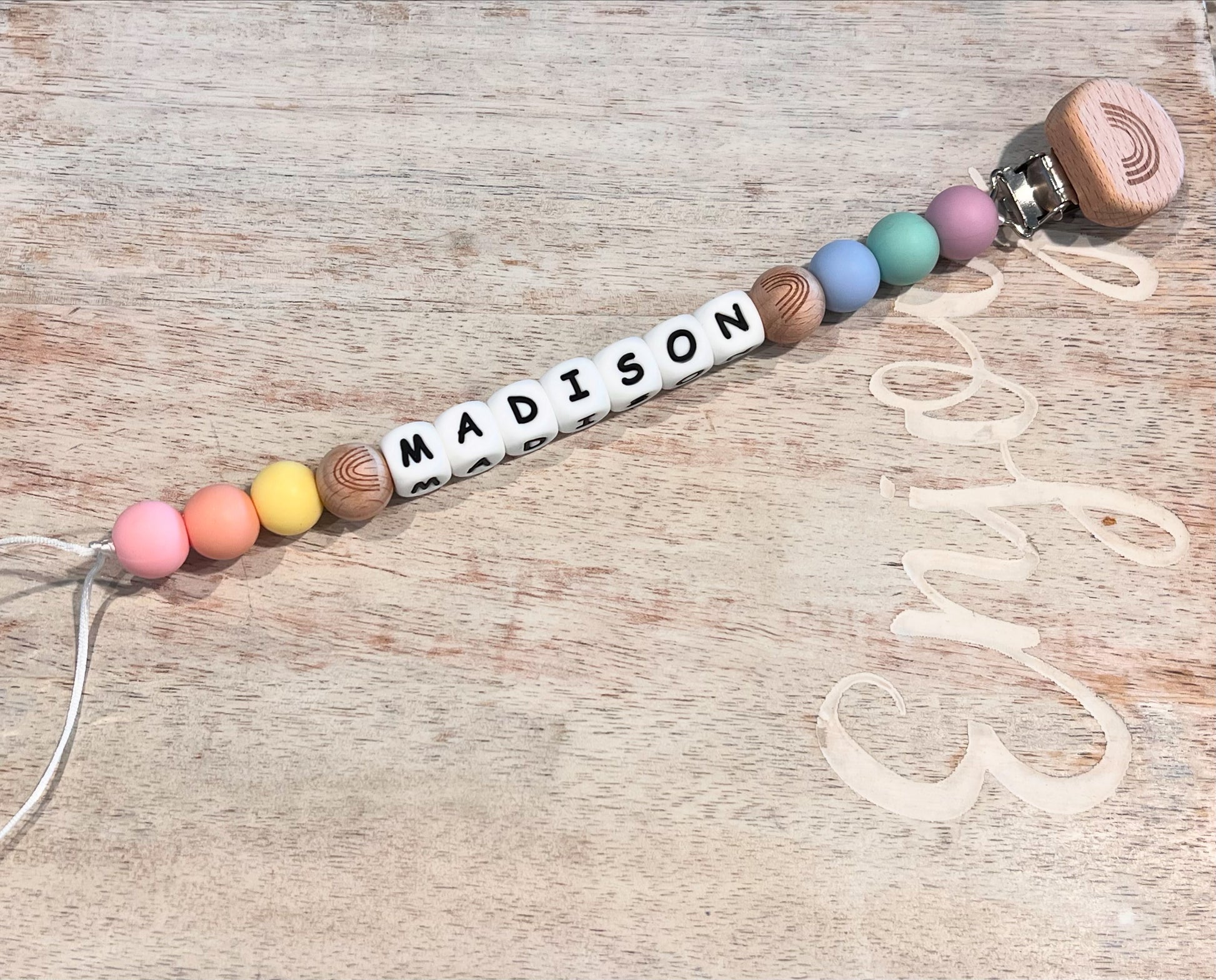 Personalized Rainbow Pacifier Clip